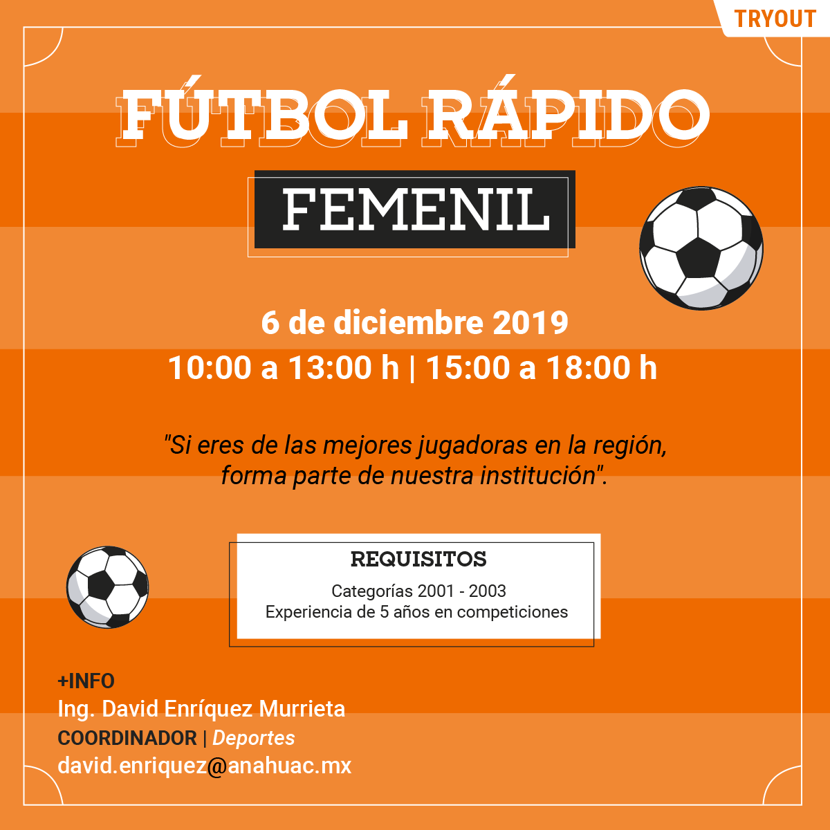 Tryout Fútbol Rápido Femenil Tryout Fútbol Rápido Femenil
