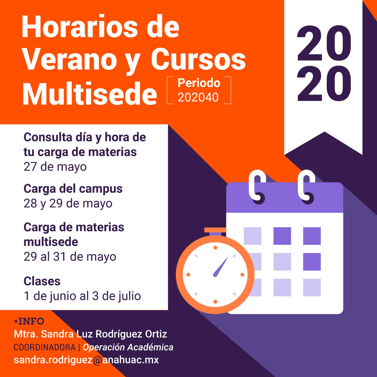 Horarios de Verano y Cursos Multisede 2020 Horarios de Verano y Cursos Multisede 2020