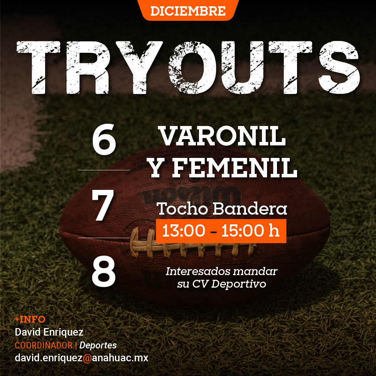 Tryouts para Tocho Bandera: Femenil y Varonil Tryouts para Tocho Bandera: Femenil y Varonil