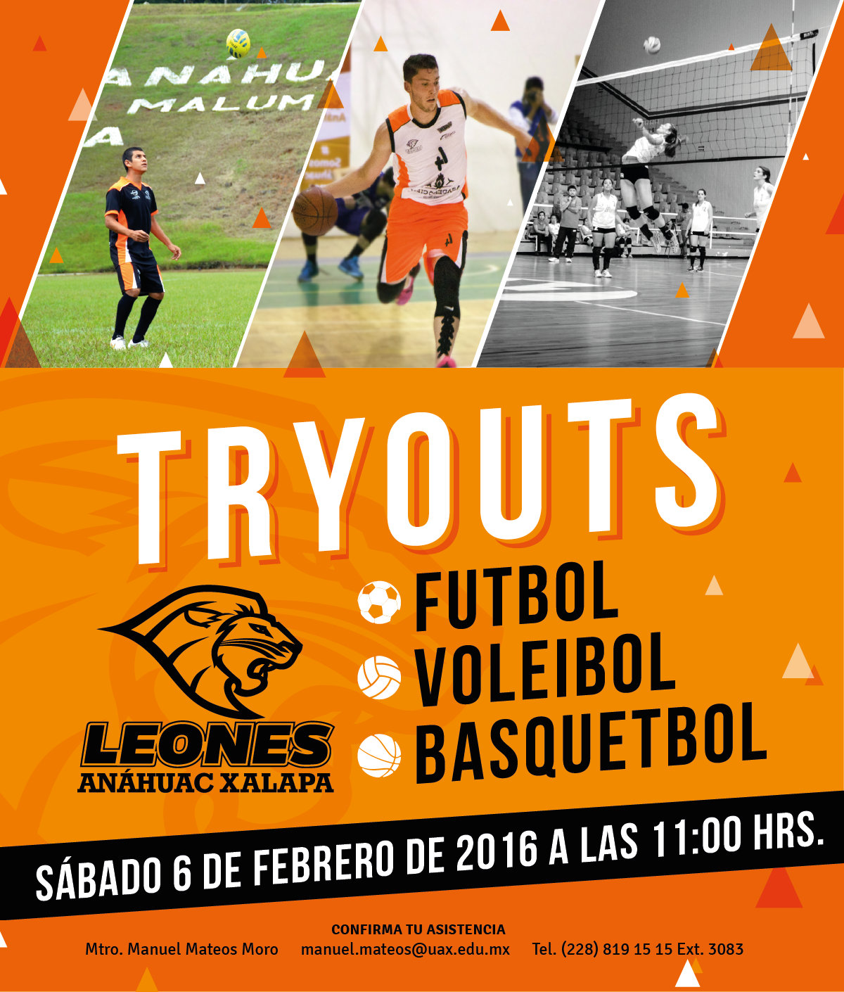 Tryouts para Fútbol, Voleibol y Basquetbol